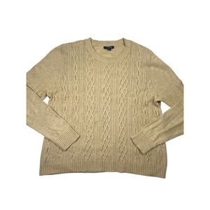 Lands' End Sweater Womens XL P Beige Cable Knit Long Sleeve Crew Neck Pullover